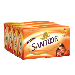 Santoor Bathing Soap - Sandal & Turmeric, 75 g Pack of 4