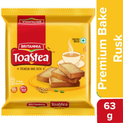 Britannia Toastea Premium Bake Rusk With Goodness Of Elaichi, Sooji & Wheat, 63 g
