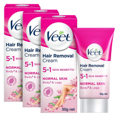 Veet Silk & Fresh Hair Removal Cream, Normal Skin -50 g (Pack of 3)