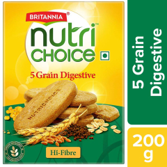 Britannia NutriChoice 5 Grain Digestive High Fibre Multigrain Biscuits, 200 g