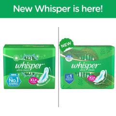 Whisper Sanitary Pads - Ultra Clean XL+ Wings, 7 Pads