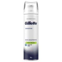 Gillette Sensitive Skin Soothing Shaving Gel - Aloe Vera, 3X Action Formula, Reduces Irritation, 195 g 
