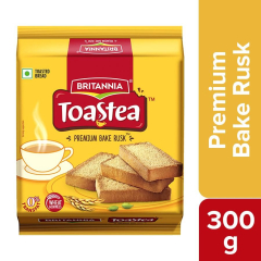 Britannia Toastea Premium Bake Rusk With Goodness Of Elaichi, Sooji & Wheat, 300 g