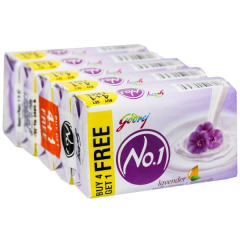 Godrej No.1 Lavender And Milk Cream Soap (Buy 4 Get 1 Free) 5 x 100 g
