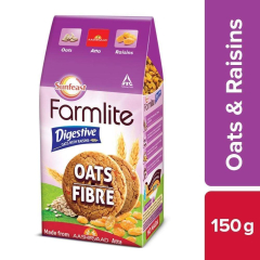Sunfeast Farmlite Oats with Raisins Biscuits, 150 gms