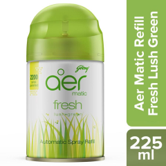 Godrej Aer Matic - Automatic Air Freshener Refill, Fresh Lush Green, 225 ml