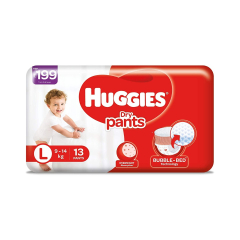 Huggies Dry Pants, Large (L) Size Baby Diaper Pants, 13 count, with Bubble Bed Technology for comfort