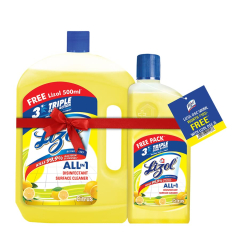 Lizol Disinfectant and Floor Cleaner, Citrus 2 L with Citrus Floor Cleaner - 500 ml 