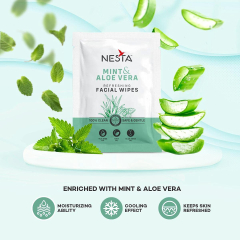  Nesta Wipes Mint and Aloe Vera Refreshing Facial Wipes 1pcs