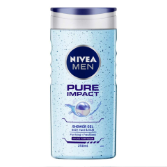 NIVEA Men Shower Gel, Pure Impact Body Wash, 250ml