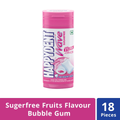 HappyDent Wave, Xylitol Sugarfree Fruits Flavour, Bubble Gum Pocket Bottle, 18 Pc, 30.6 g