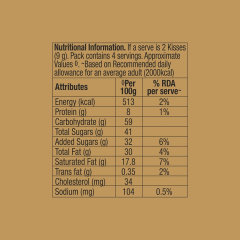 Hershey's Kisses Milk Chocolate - 30% Less Sugar, 36g