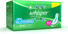 Whisper Ultra Clean Sanitary Pads for Women, XL+, Pack of 30