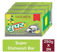 Patanjali Lemon and Wood Ash Super Dishwash Bar 250 g (Pack of 3)