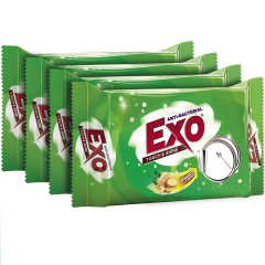 Exo Dishwash Bar - Anti-Bacterial, Touch & Shine, 120 g Pack of 3, Get 1 Free