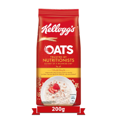Kellogg's Oats, Rolled Oats, High in Protein and Fibre, Low in Sodium, 200g Pack