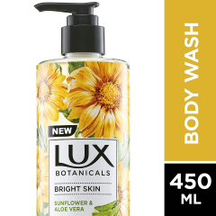 Lux Botnicals Bright Skin Sunflower & Aloe Vera Body Wash - For Women, 450 ml
