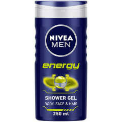  NIVEA Men Body Wash, Energy with Mint Extracts, Shower Gel for Body, Face & Hair, 250 ml