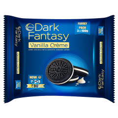Sunfeast Dark Fantasy Vanilla Creme Pack | Dark Crunch with Smooth Creme Pouch, 300 g