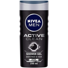  NIVEA Men Shower Gel, Active Clean Body Wash, Men, 250ml