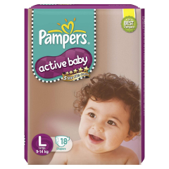 PAMPERS ACTIVE BABY L 9-14KG 18P