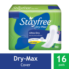 Stayfree Dry-Max Ultra-Dry Napkins with Wings - 16 Pads