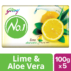 Godrej No.1 Lime & Aloe Vera (100g), Pack of 5