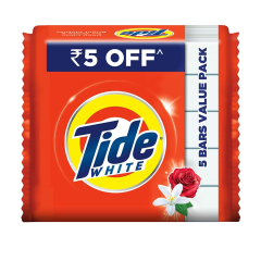 Tide White Detergent Bar Soap Value Pack, 200 g (Pack of 5)