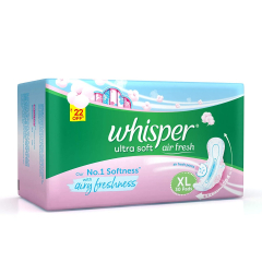 Whisper Ultra Soft Air FResh Sanitary Pads for Women, XL, 30 pads