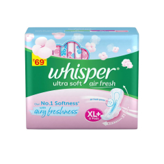 Whisper Ultra Soft Air Fresh XL+ Wings 6 Pads