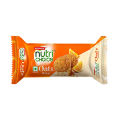 Britannia NutriChoice Oats Cookies - Orange With Almonds, Healthy Snack, Fibre Enriched, 75 g