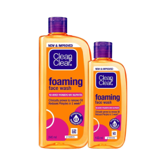 Clean & Clear Foaming Facewash for Oily Skin, Brown, 240ml+100ML FREE
