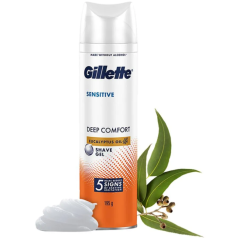 Gillette Sensitive Shave Gel - Deep Comfort, With Eucalyptus Oil, 0% Parabene, 195 g