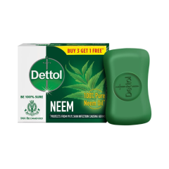  Dettol Neem Bathing Soap Bar with Pure Neem Oil, 75g (Buy 3 Get 1 Free), Combo Offer on Bath Soap