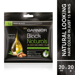 Garnier Black Naturals Hair Color, Shade-1 Deep Black 20ml+20g