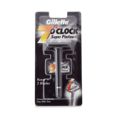 Gillette 7 'o' Clock Super Platinum Razor + 2 Blades