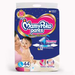 MamyPoko Pants Extra Absorb Diaper, Large (44 Count)