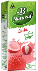 B Natural Litchi Juice, 180 ml Carton