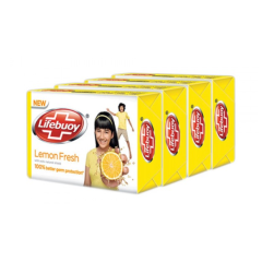 Lifebuoy Lemon Fresh 100% Stronger Germ Protection Soap Bar, 100 g (Pack of 4)