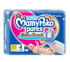 MAMY POKO PANT EXTRA ABSORB.SIZE S. (4 PANTS)