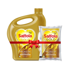 Saffola Gold Refined Cooking oil |, 5 L Jar