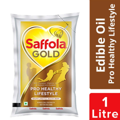 Saffola Gold Refined Cooking oil | Helps Keeps Heart Healthy, 1 L Pouch