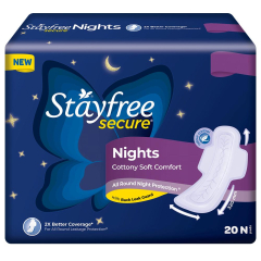 Stayfree Secure Nights Cottony Soft Comfort Sanitary Napkin 20 pads