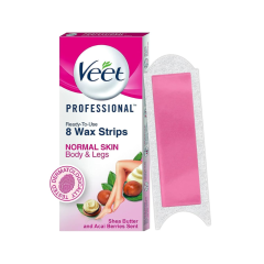 Veet Waxing Strips Kit for Normal Skin, 8 Strips 
