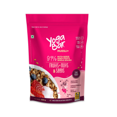 Yogabar Breakfast Cereal & Muesli | 91% Fruit and Nut + Seeds + Whole-Grains | 400g